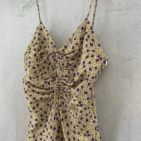 Zara Women’s Draped Satin Effect Floral Strappy Mini‎ Dress Size Medium - Picture 5 of 8
